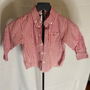 GAP Kids Red and White Striped Button-Down Shirt